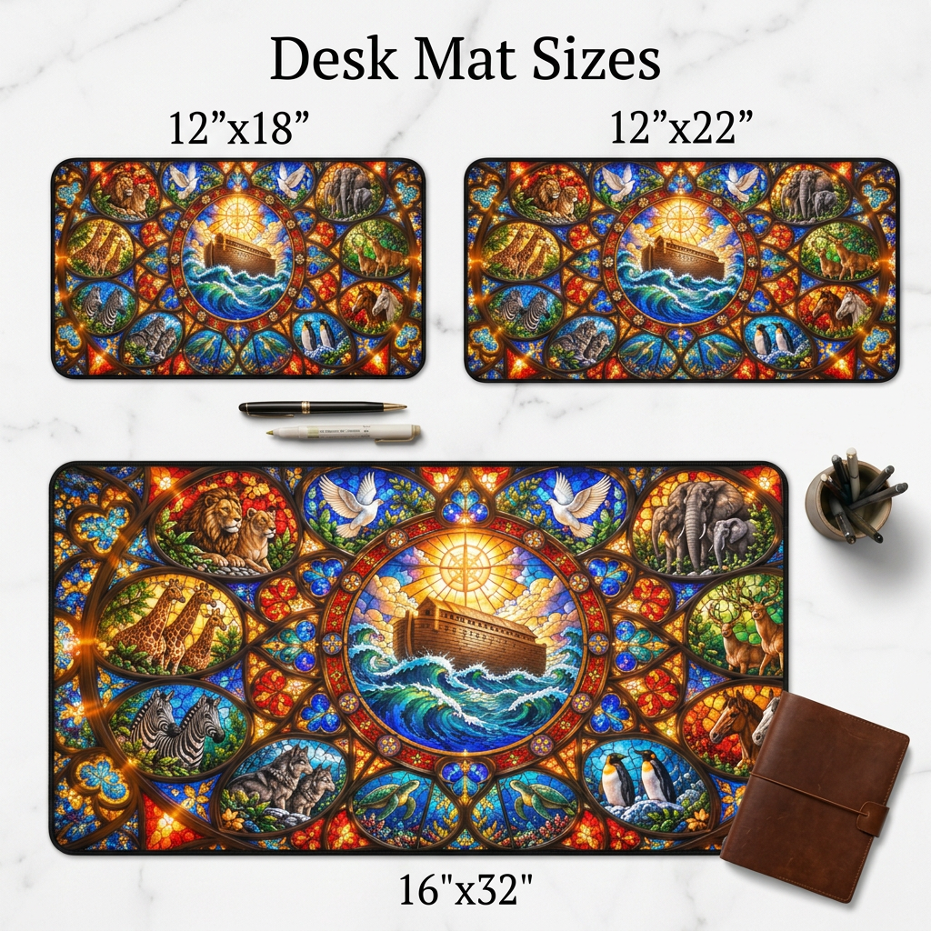 Noahs Ark Stained Glass Desk Mat