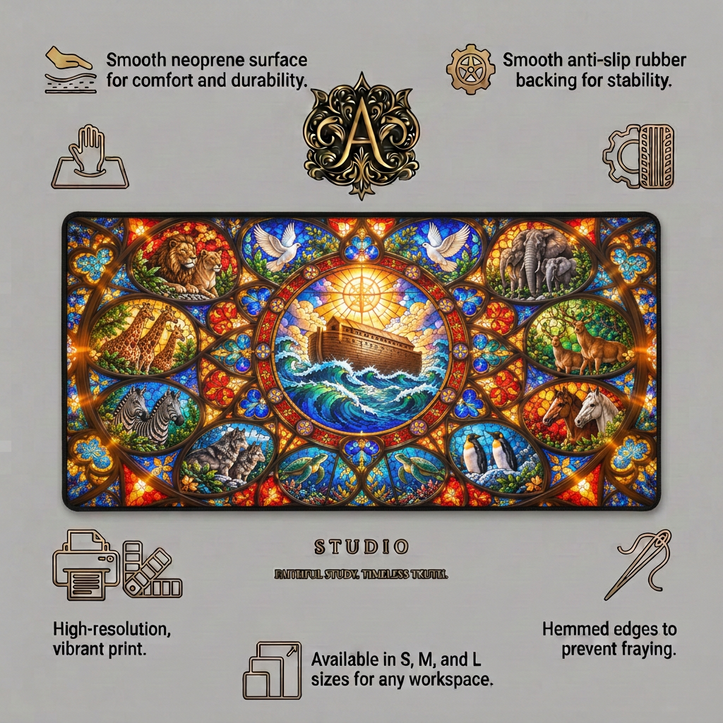 Noahs Ark Stained Glass Desk Mat