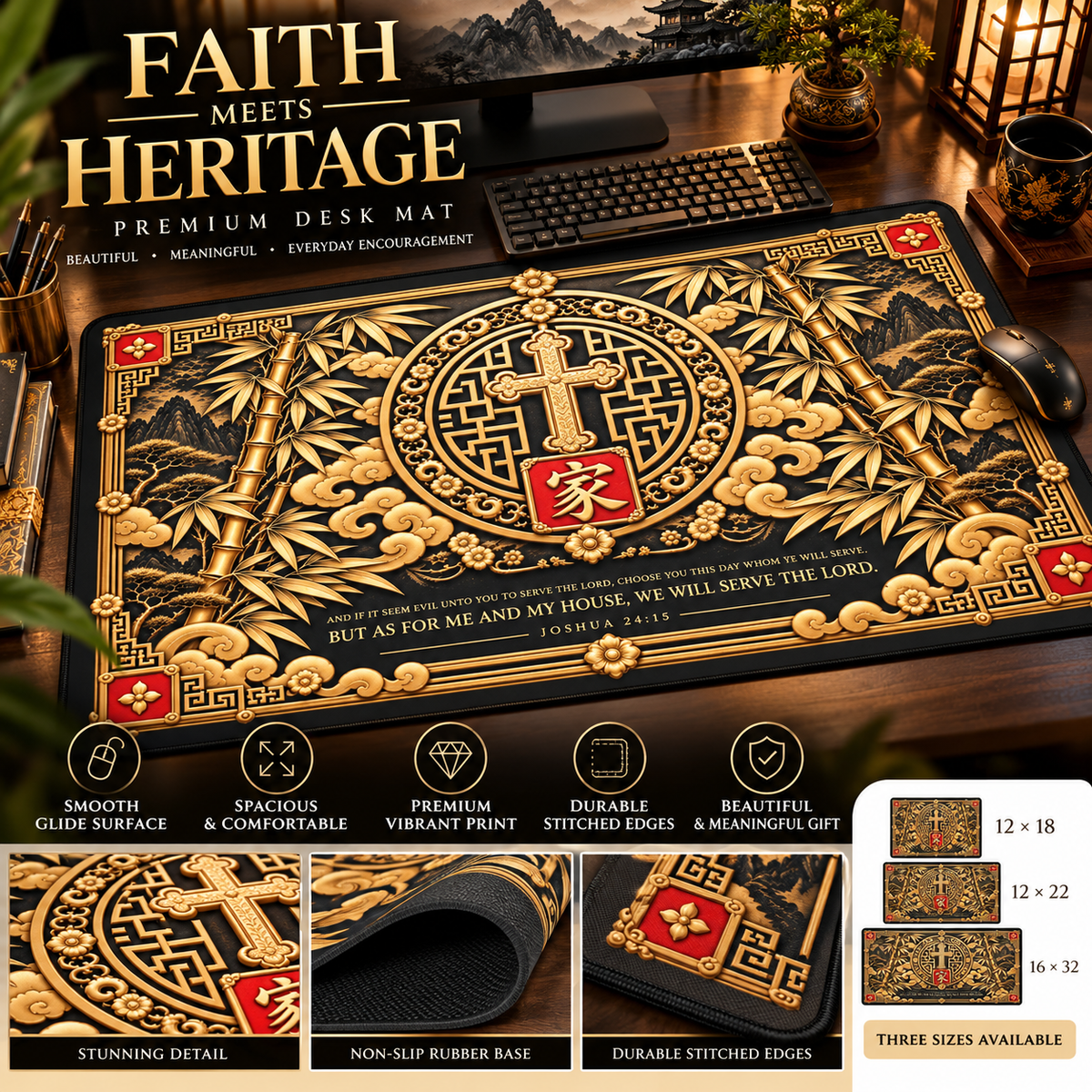 Asian Inspired Family of the Lord Desk Mat