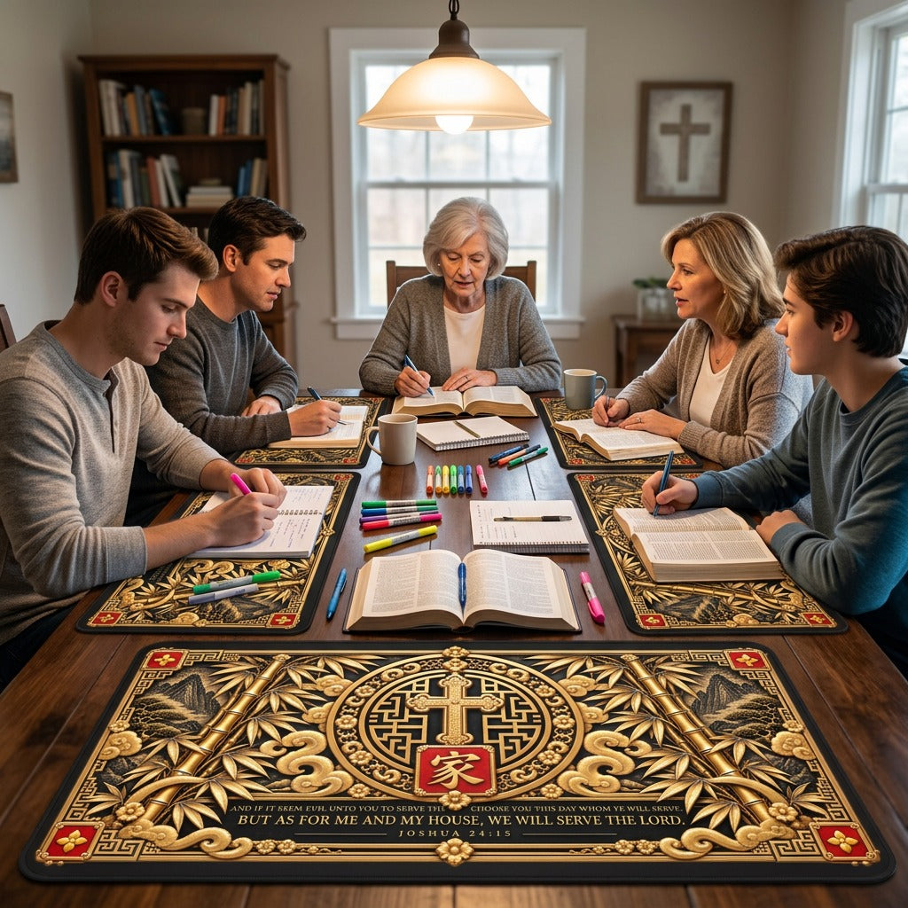 Asian Inspired Family of the Lord Desk Mat