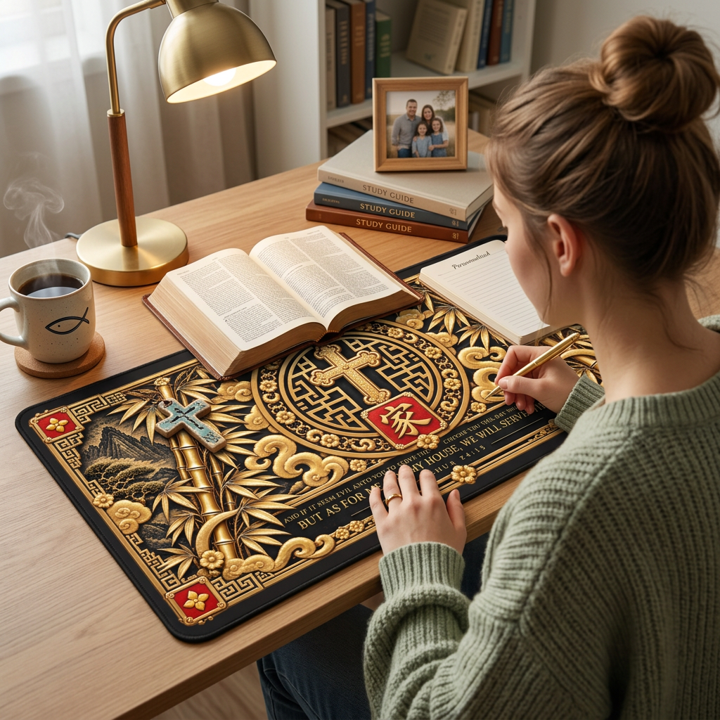 Asian Inspired Family of the Lord Desk Mat