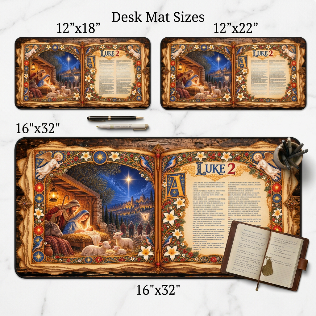 Luke 2 Illuminated Manuscript Desk Mat