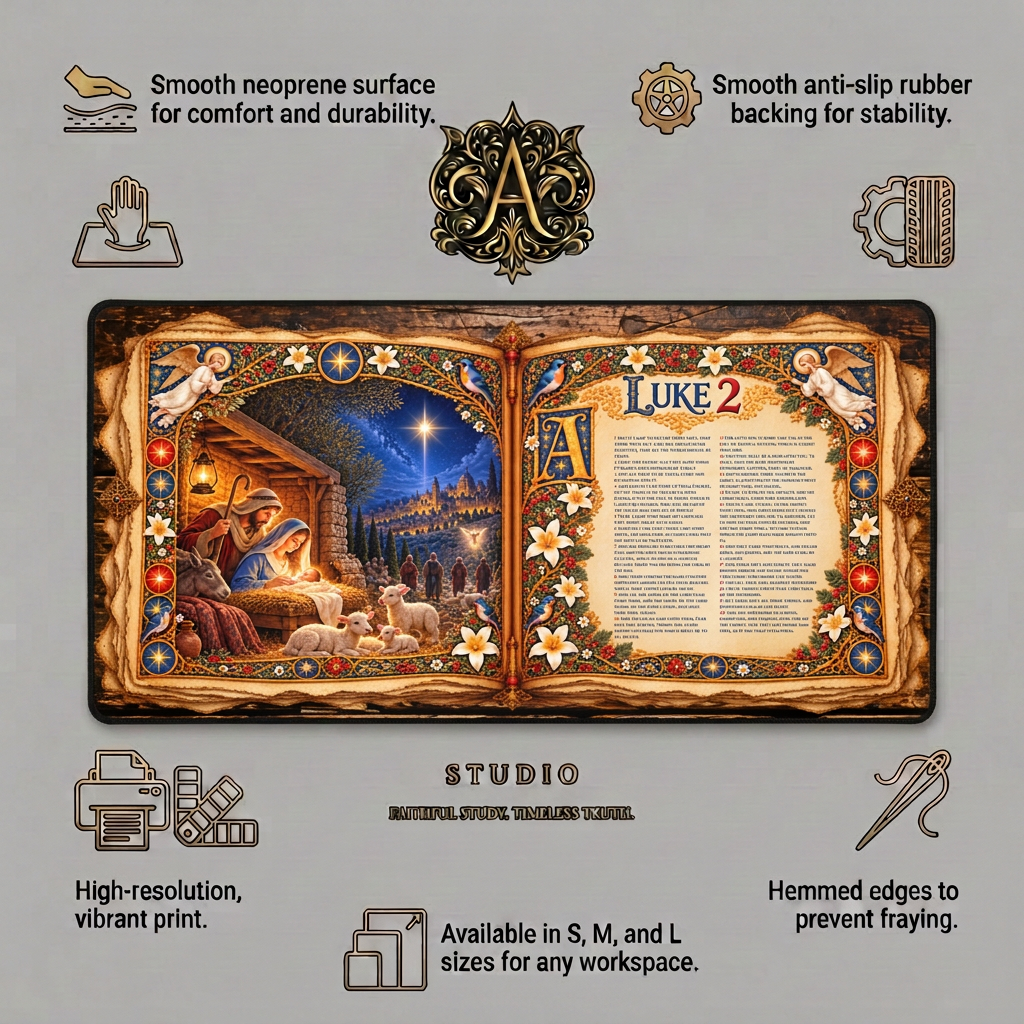 Luke 2 Illuminated Manuscript Desk Mat