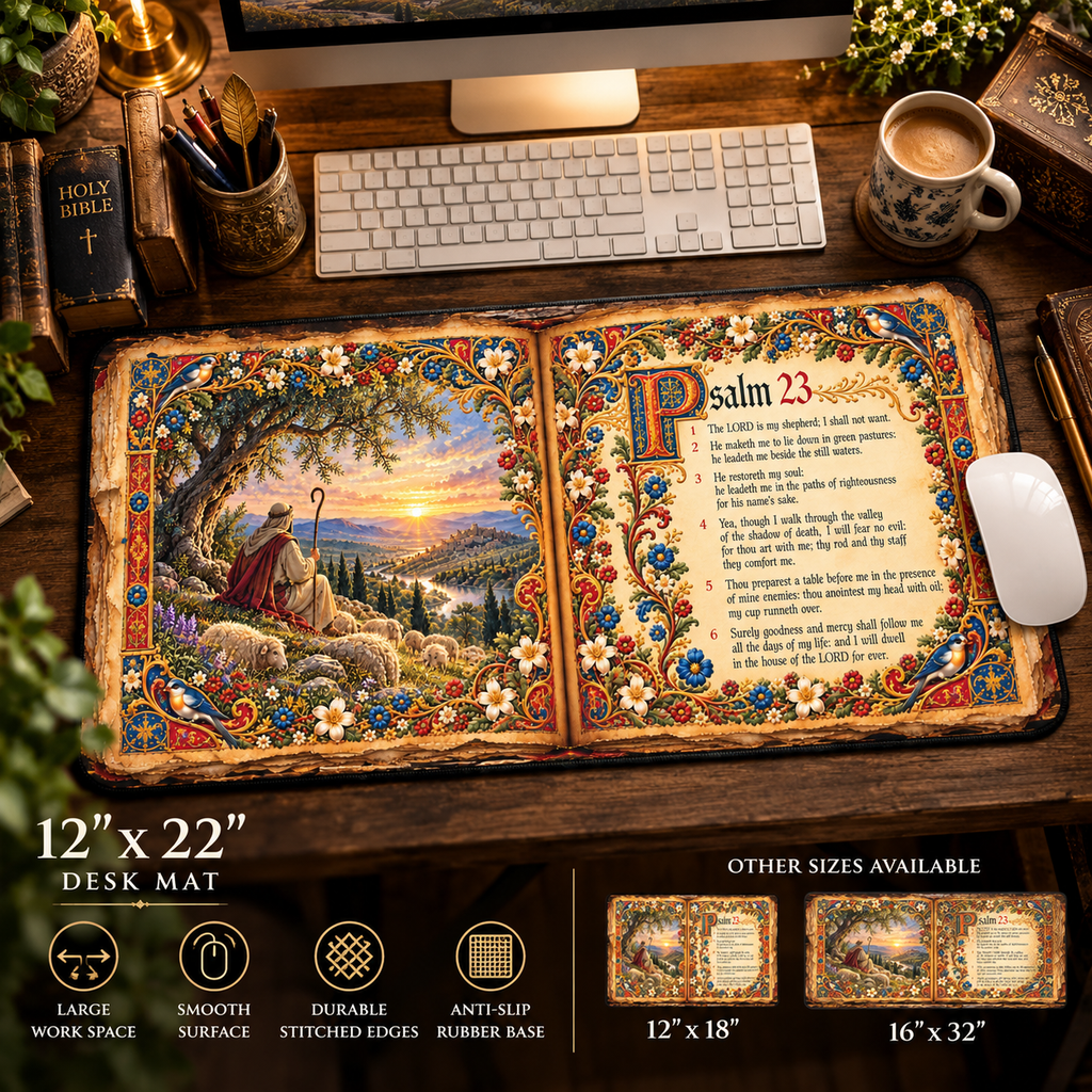 Psalm 23 Illuminated Manuscript Desk Mat