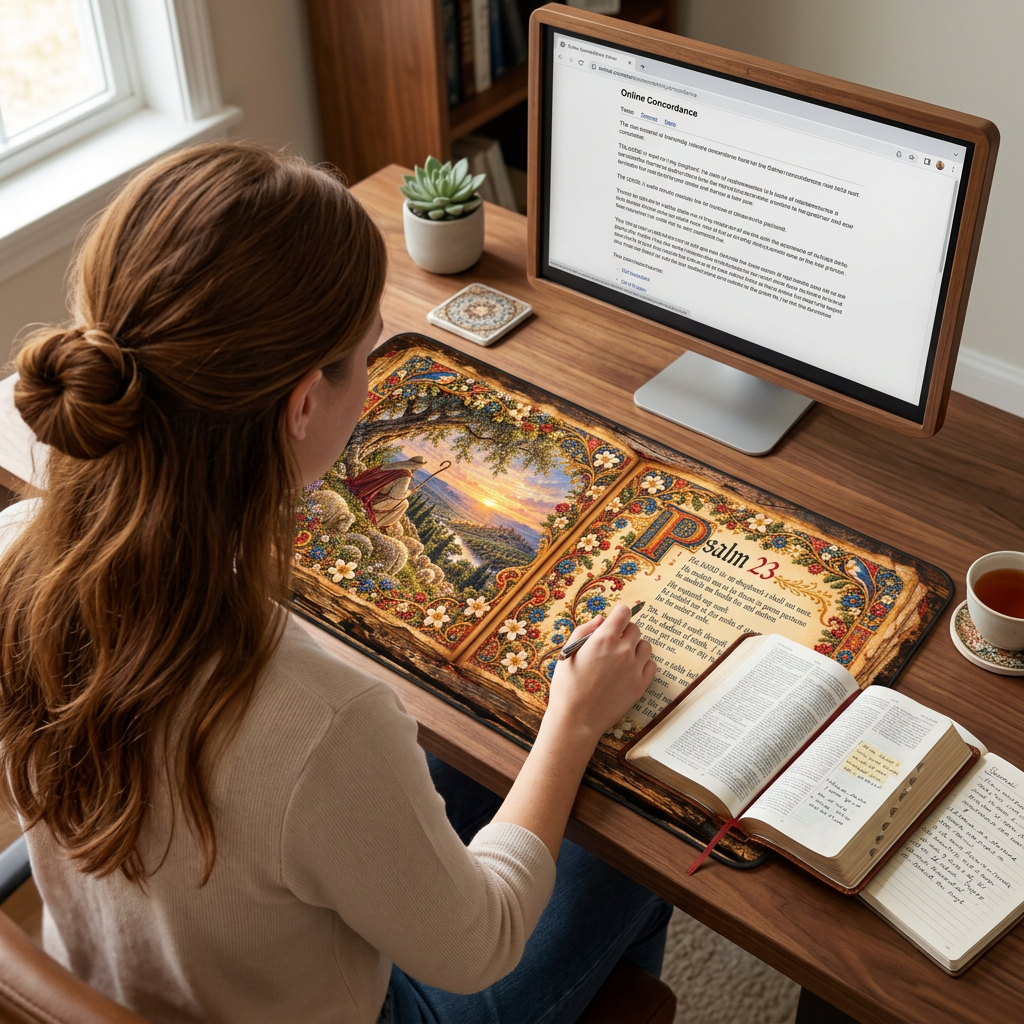 Psalm 23 Illuminated Manuscript Desk Mat