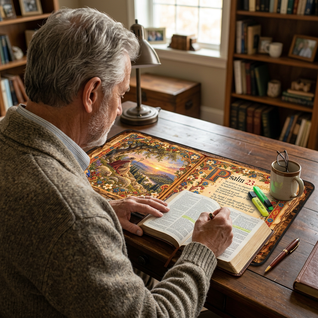 Psalm 23 Illuminated Manuscript Desk Mat