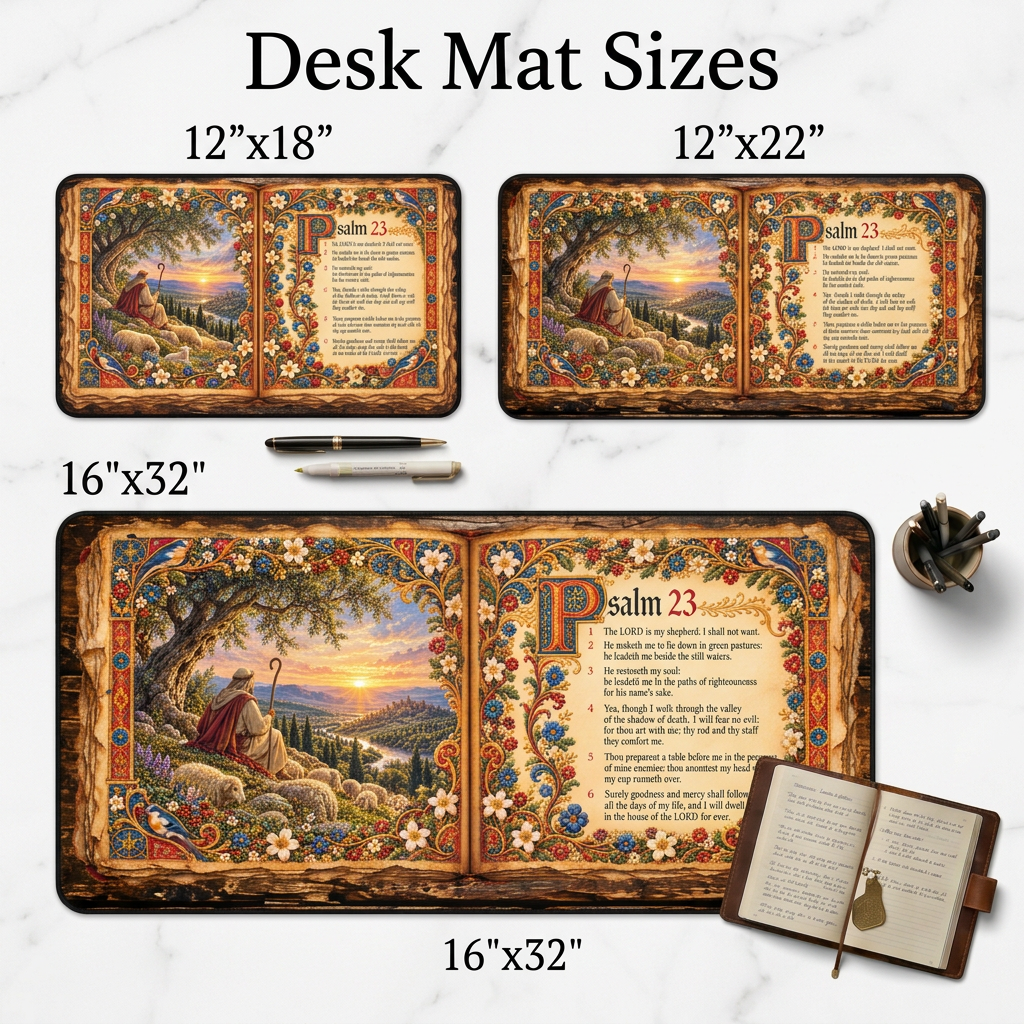 Psalm 23 Illuminated Manuscript Desk Mat