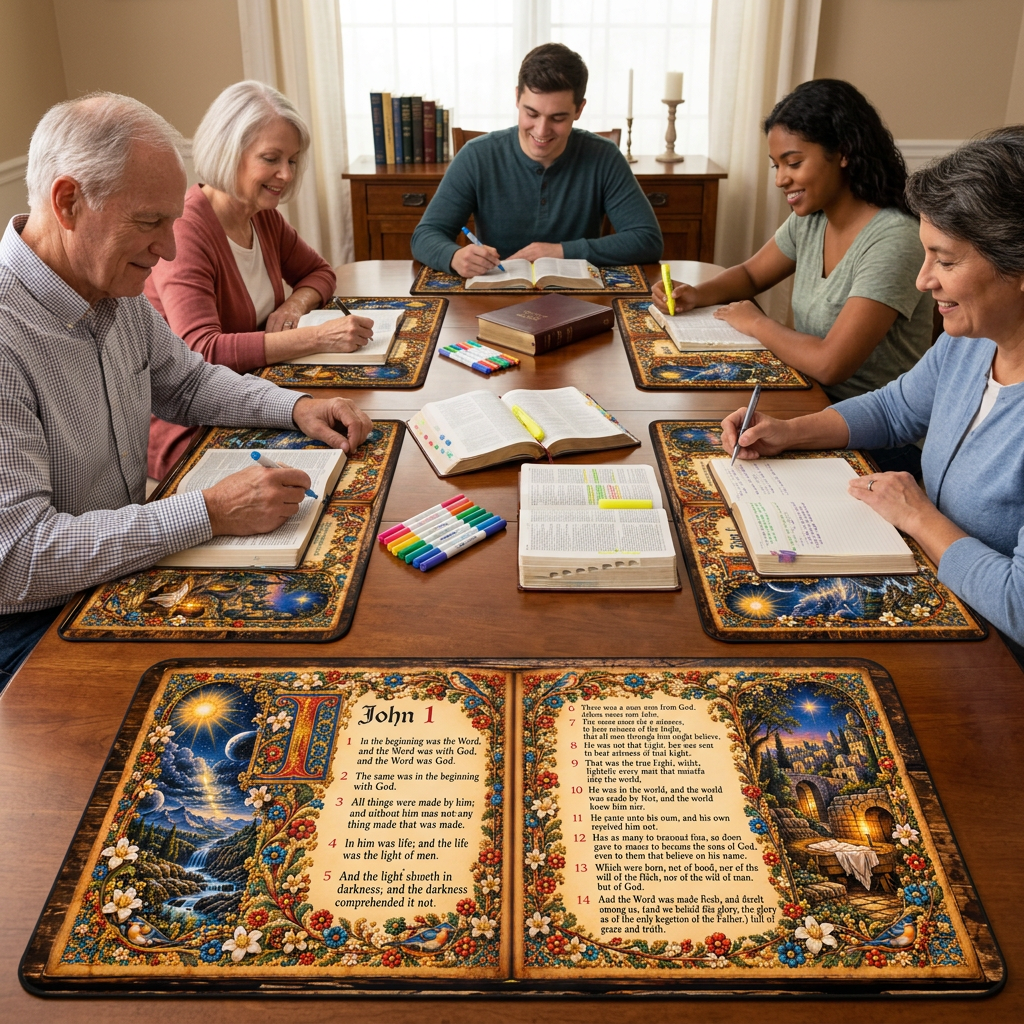 John 1 Illuminated Manuscript Desk Mat