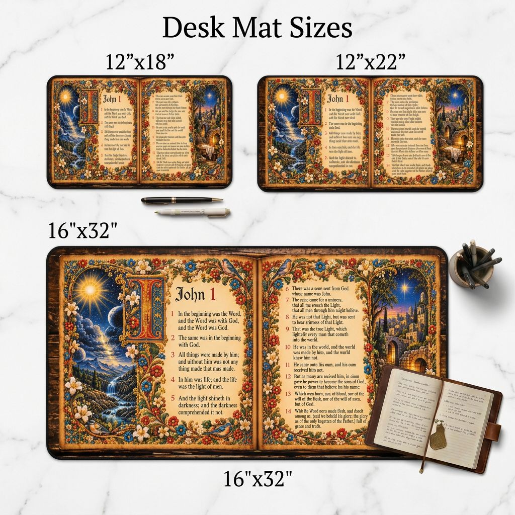 John 1 Illuminated Manuscript Desk Mat