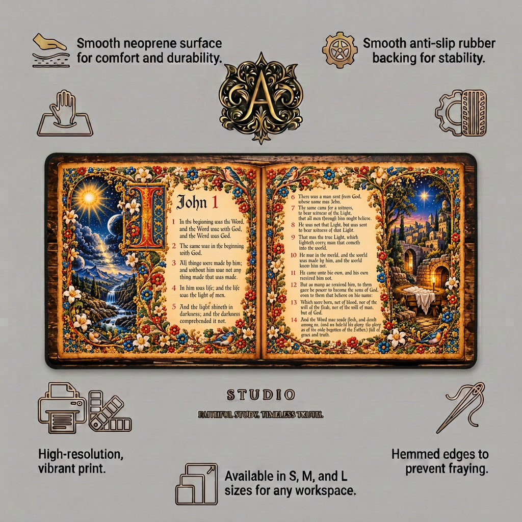 John 1 Illuminated Manuscript Desk Mat
