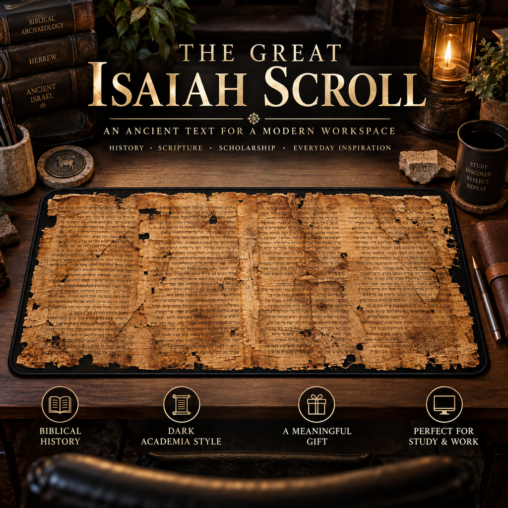 Ancient Isaiah Scroll Inspired Desk Mat with Niqqud