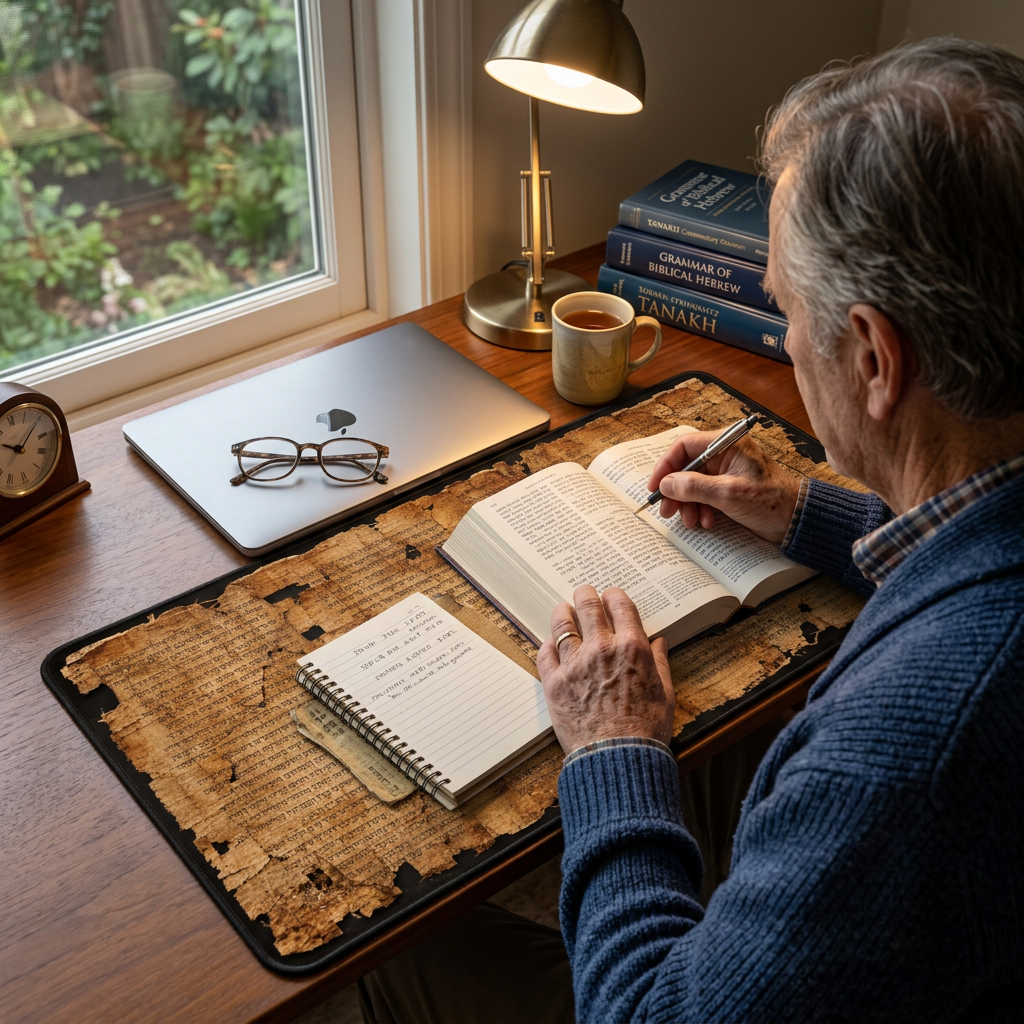 Ancient Isaiah Scroll Inspired Desk Mat with Niqqud