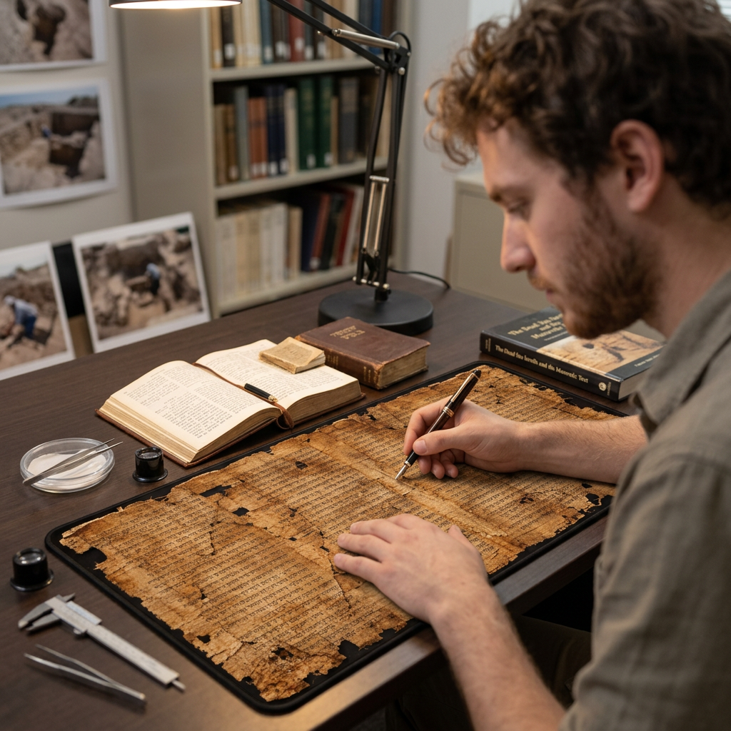 Ancient Isaiah Scroll Inspired Desk Mat with Niqqud
