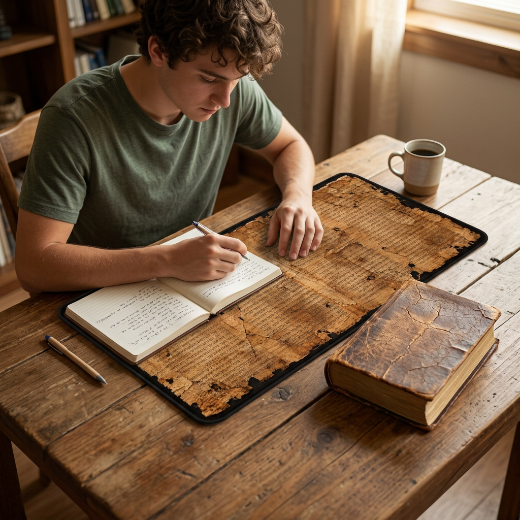 Ancient Isaiah Scroll Inspired Desk Mat with Niqqud