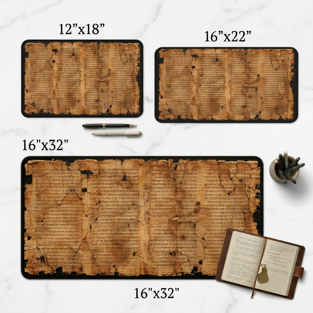 Ancient Isaiah Scroll Inspired Desk Mat with Niqqud
