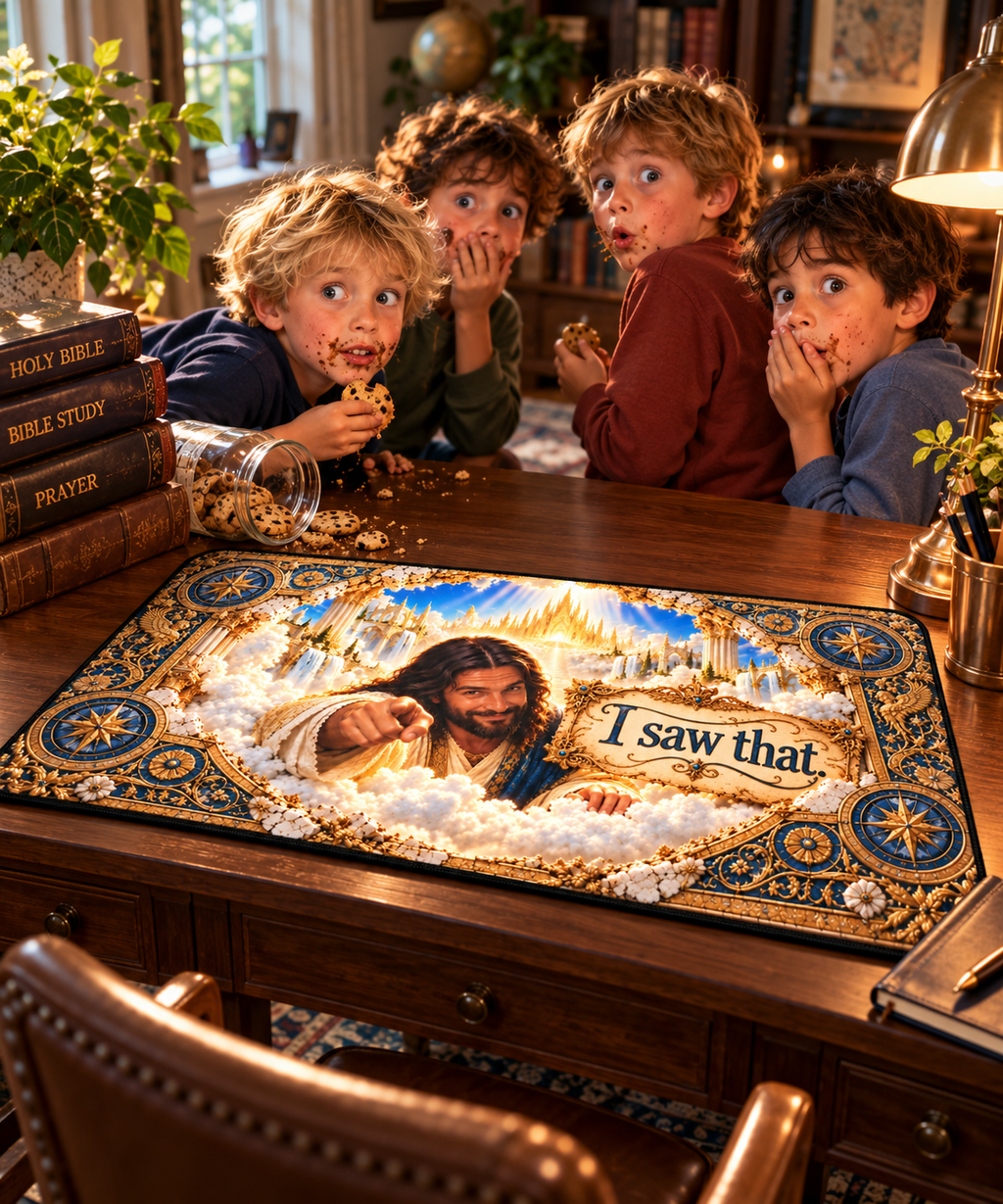 I Saw That! Jesus 3D Optical Illusion Desk Mat