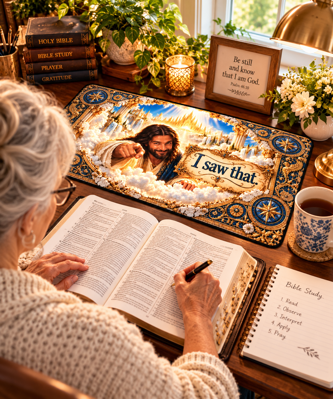 I Saw That! Jesus 3D Optical Illusion Desk Mat