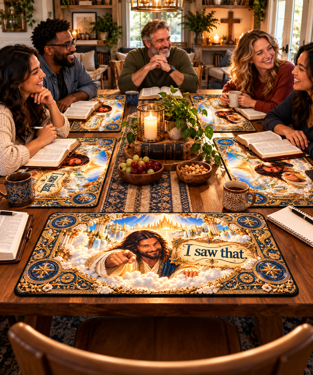 I Saw That! Jesus 3D Optical Illusion Desk Mat