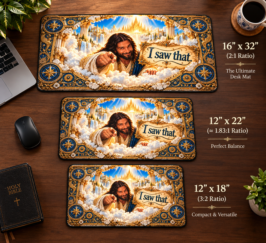 I Saw That! Jesus 3D Optical Illusion Desk Mat