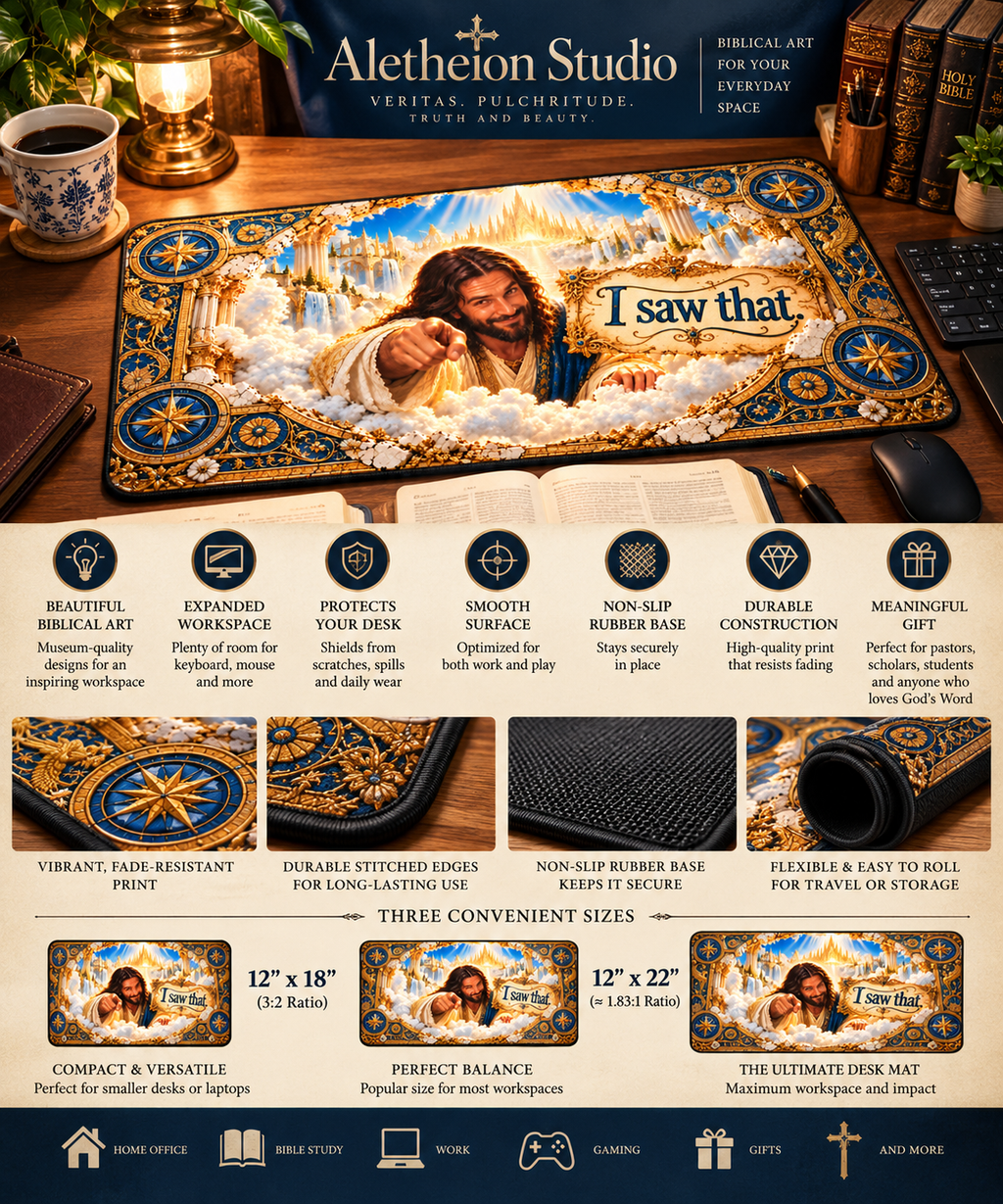 I Saw That! Jesus 3D Optical Illusion Desk Mat