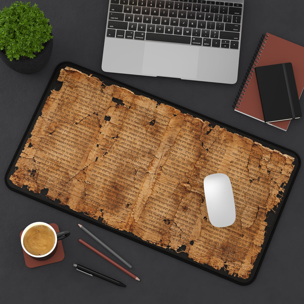 Ancient Isaiah Scroll Inspired Desk Mat with Niqqud