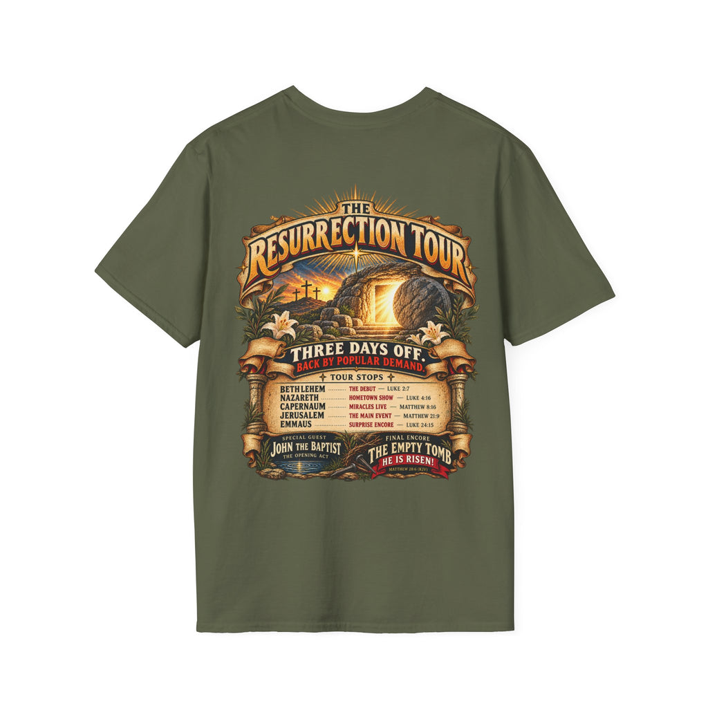 Jesus Resurrection Tour Shirt, Christian Concert Tee, Vintage Bible Graphic T-Shirt, Empty Tomb, He Is Risen, Two Sided Religious Gift