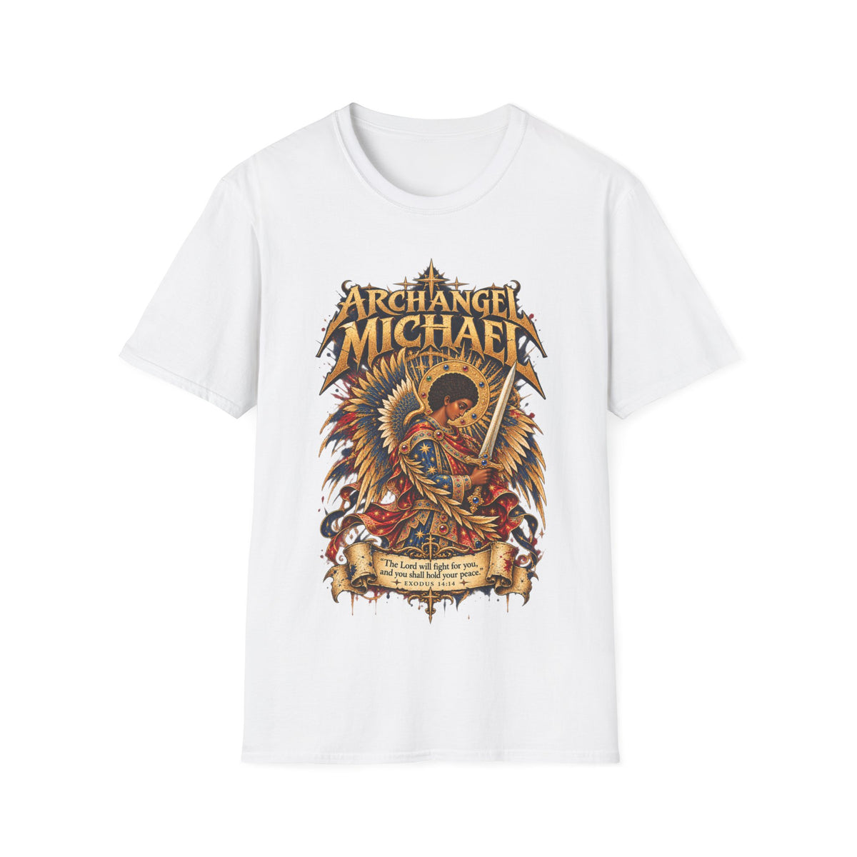 Archangel Michael T-Shirt | Ethiopian Byzantine Angel Art | Exodus 14:14 | Christian Warrior Tee | Bold Faith Gift