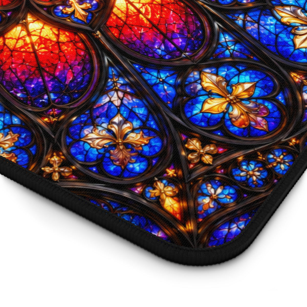 Gothic Rose Stained Glass Window Desk Mat