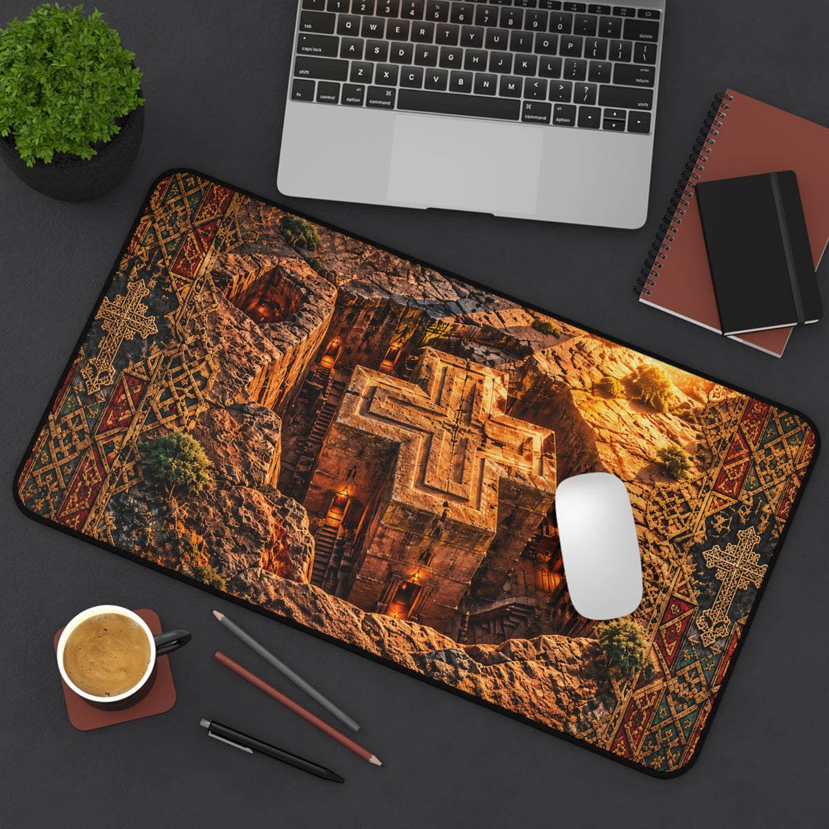 Rock Hewn Lalibela Ethiopian Christian Desk Mat