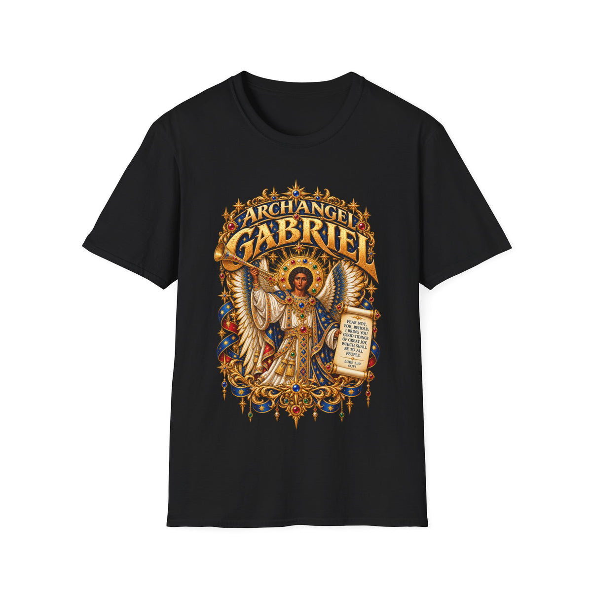 Archangel Gabriel T-Shirt | Ethiopian Byzantine Angel Art | Luke 2:10 | Christian Messenger of God Tee | Orthodox Christian Gift