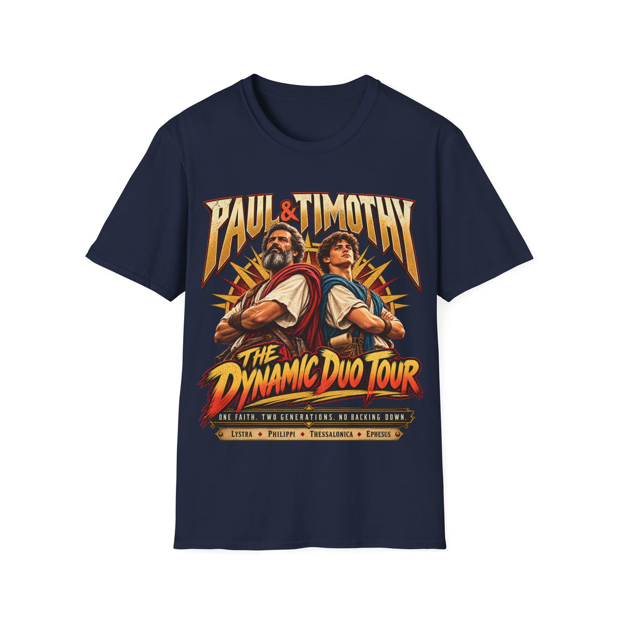 Paul and Timothy Dynamic Duo Tour T-Shirt | Christian Rock Concert Tee | Bible Inspired Graphic Shirt | Faith Gift for Men & Women