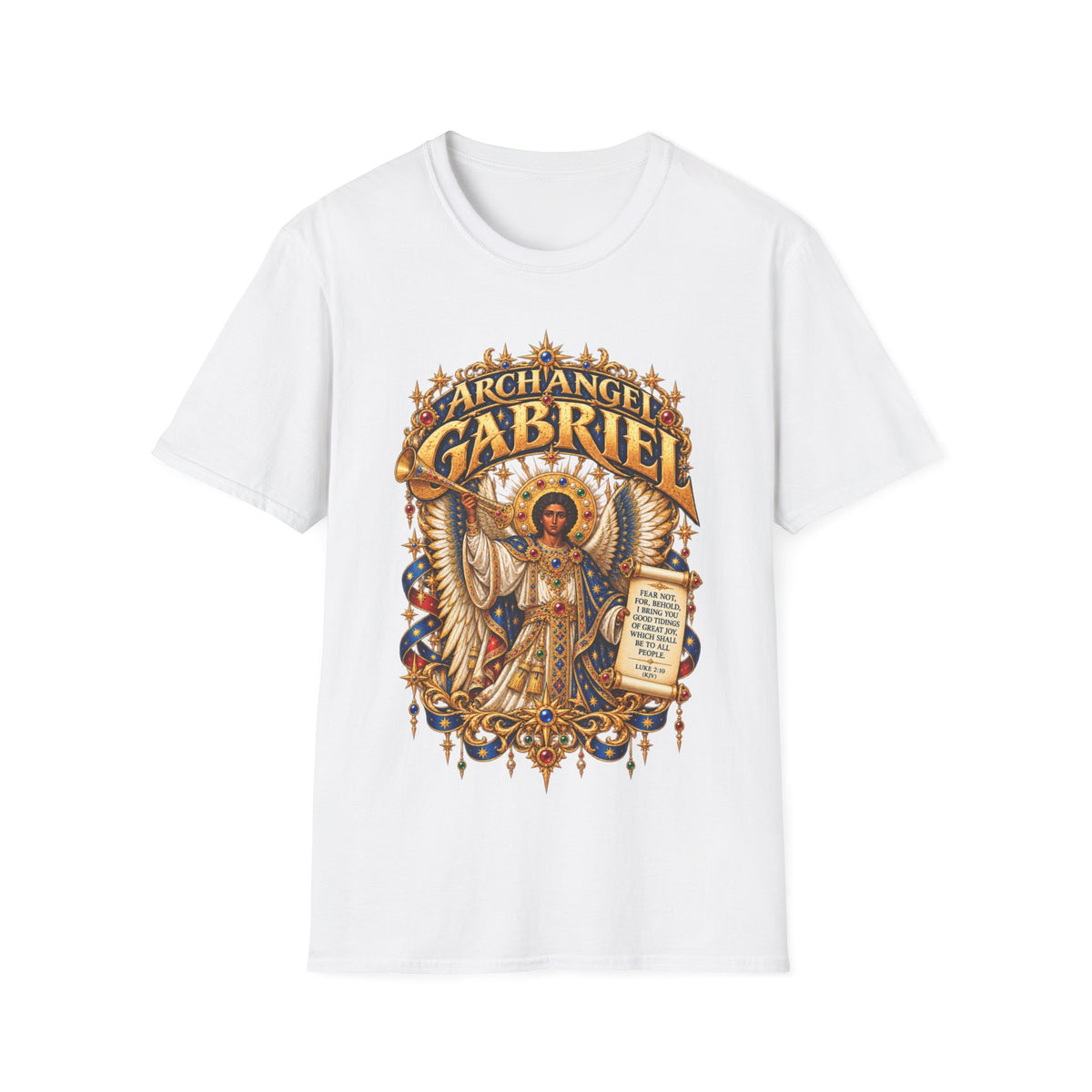Archangel Gabriel T-Shirt | Ethiopian Byzantine Angel Art | Luke 2:10 | Christian Messenger of God Tee | Orthodox Christian Gift