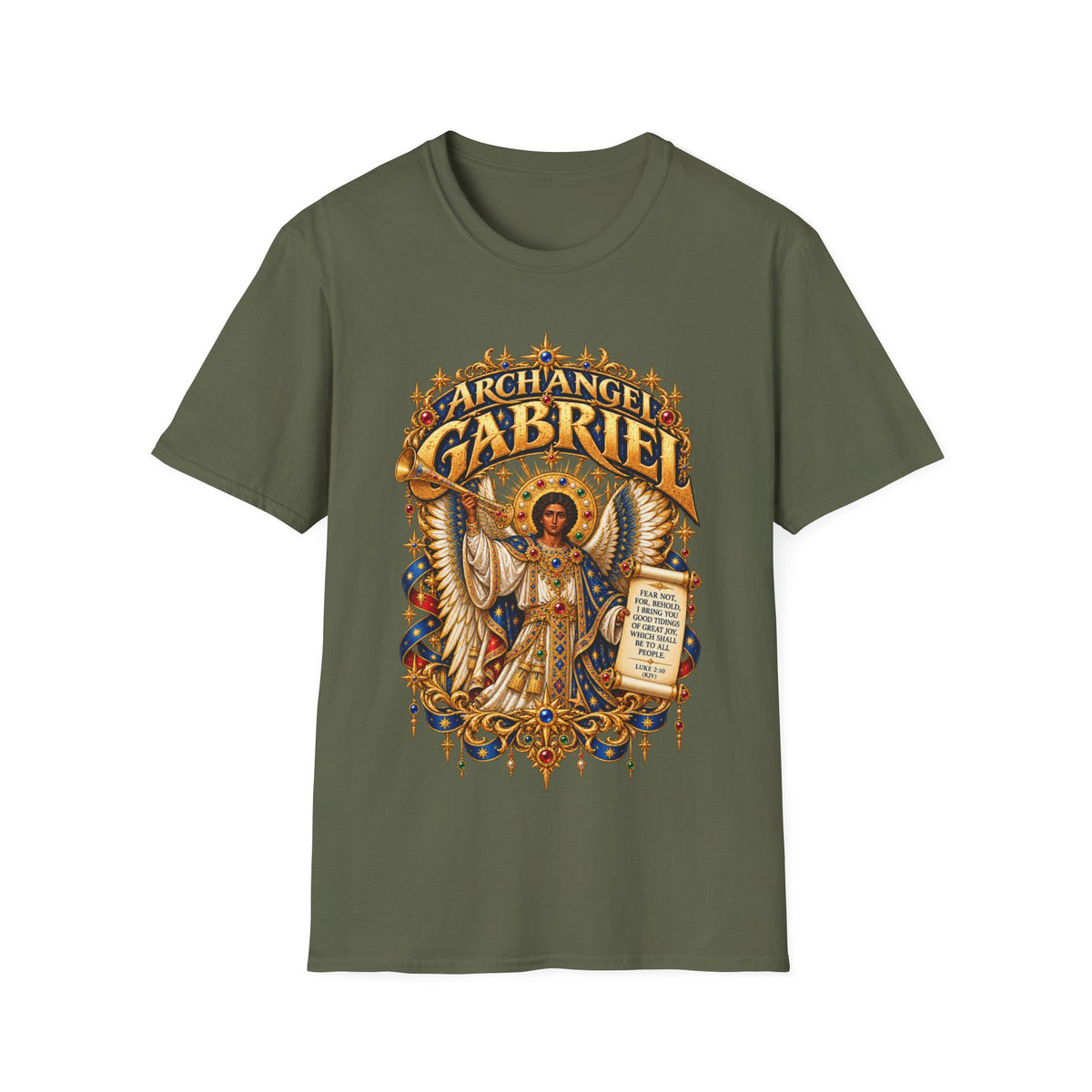Archangel Gabriel T-Shirt | Ethiopian Byzantine Angel Art | Luke 2:10 | Christian Messenger of God Tee | Orthodox Christian Gift