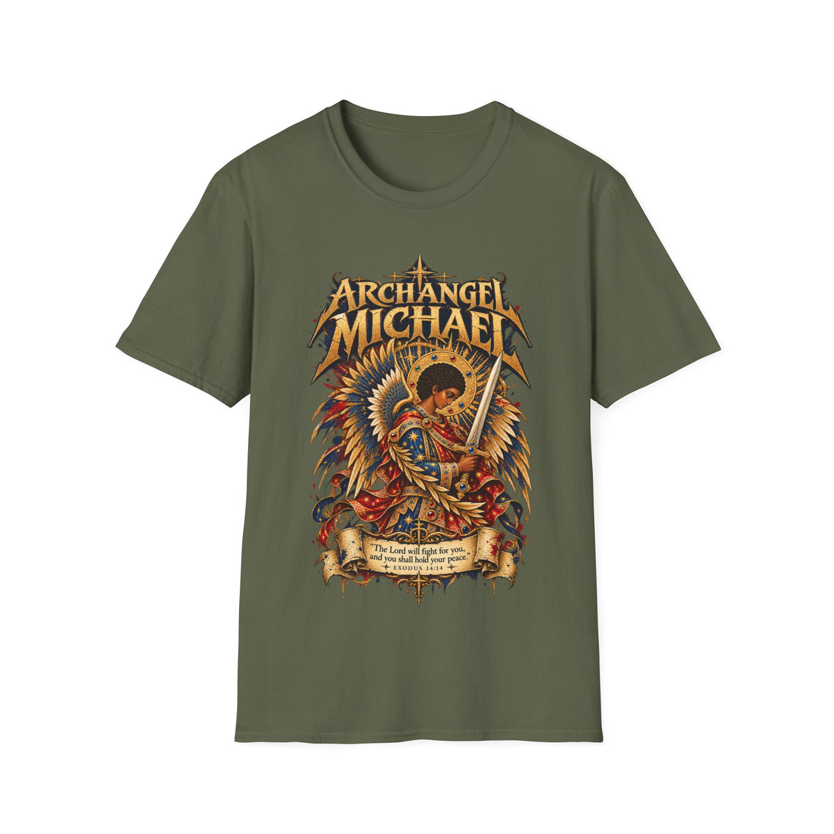 Archangel Michael T-Shirt | Ethiopian Byzantine Angel Art | Exodus 14:14 | Christian Warrior Tee | Bold Faith Gift