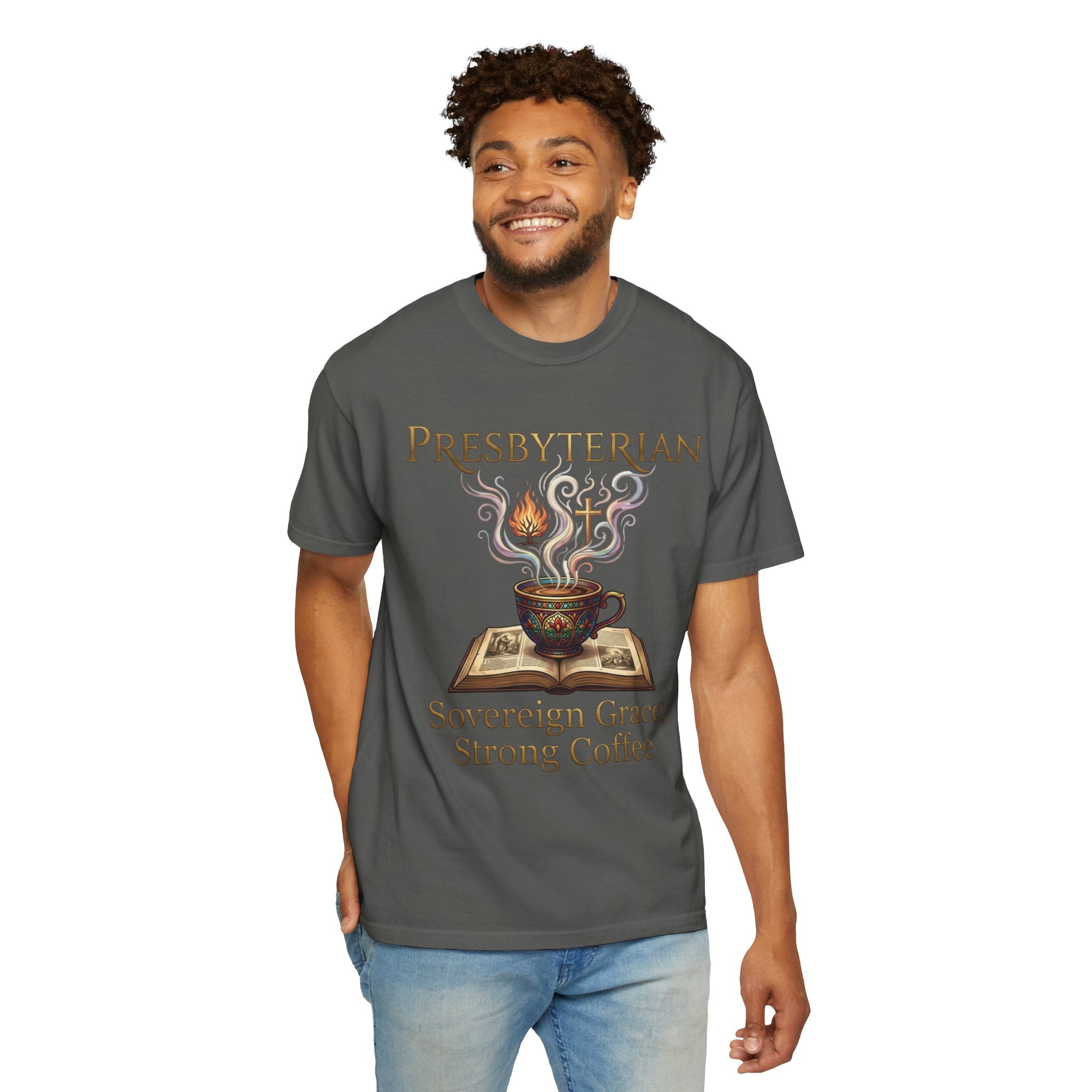 PRESBYTERIAN T-Shirt: Sovereign Grace Strong Coffee