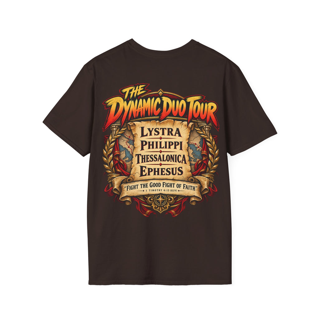 Paul and Timothy Dynamic Duo Tour T-Shirt | Christian Rock Concert Tee | Bible Inspired Graphic Shirt | Faith Gift for Men & Women