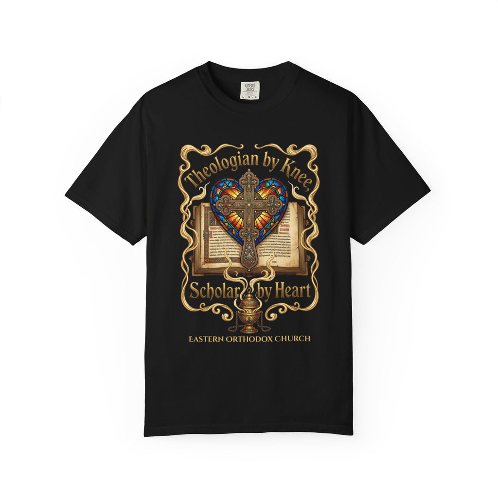 EASTERN ORTHODOX T-Shirt: Theologian by Knee Scholar by Heart