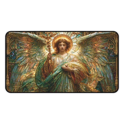 Archangel Raphael Stained Glass Desk Mat