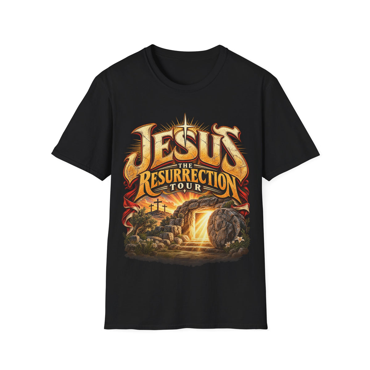 Jesus Resurrection Tour Shirt, Christian Concert Tee, Vintage Bible Graphic T-Shirt, Empty Tomb, He Is Risen, Two Sided Religious Gift