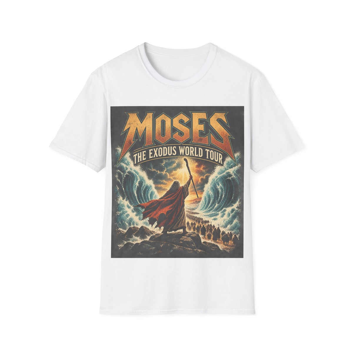 Moses Exodus World Tour T-Shirt | Funny Christian Concert Tee | Bible Inspired Graphic Shirt | Red Sea Parting Religious Gift