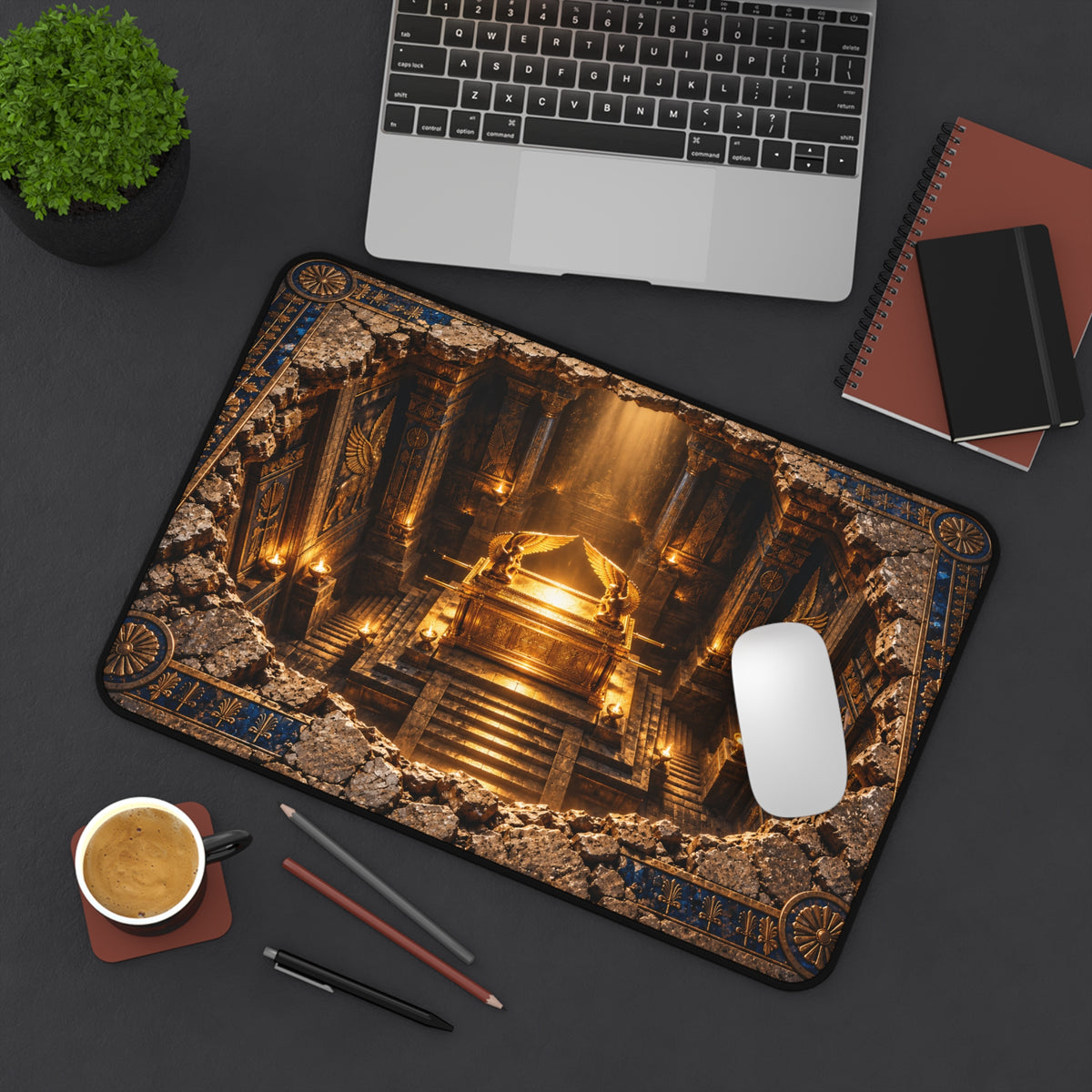 Ark of the Covenant Optical Illusion Desk Mat