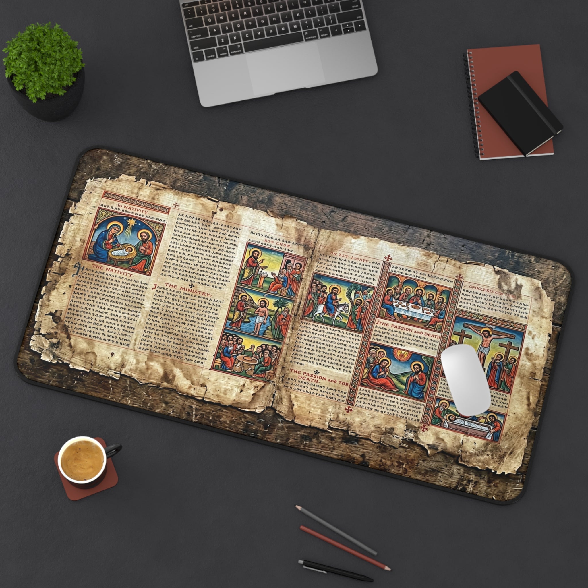 Ancient Ethiopian Papyrus of the Life and Death of Jesus Desk Mat