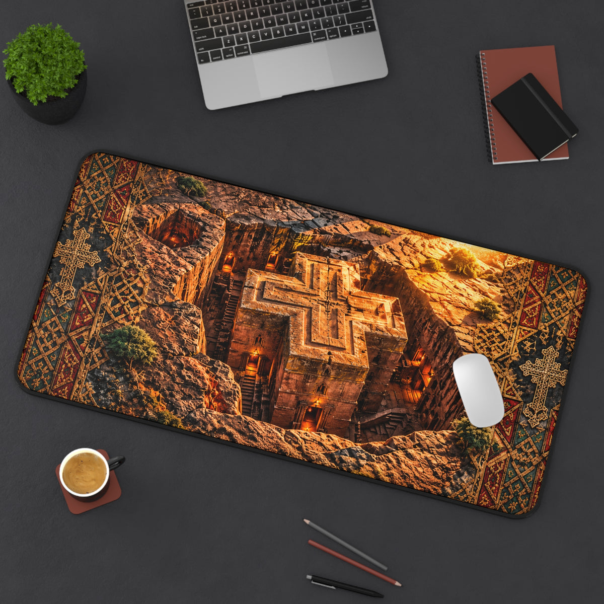 Rock Hewn Lalibela Ethiopian Christian Desk Mat