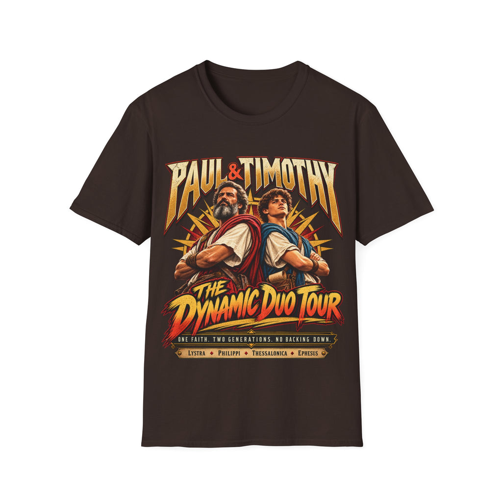 Paul and Timothy Dynamic Duo Tour T-Shirt | Christian Rock Concert Tee | Bible Inspired Graphic Shirt | Faith Gift for Men & Women