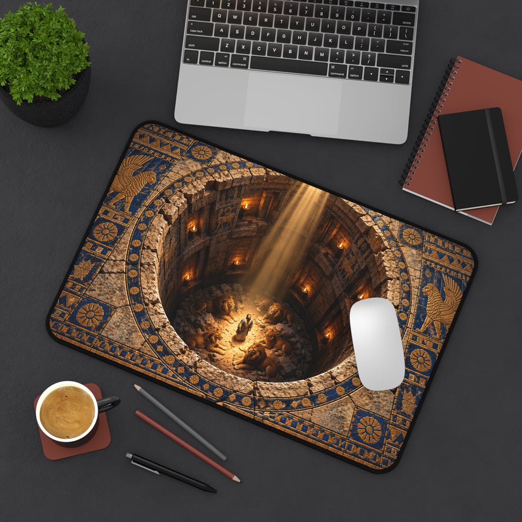 Daniel in the Lions Den Optical Illusion Desk Mat