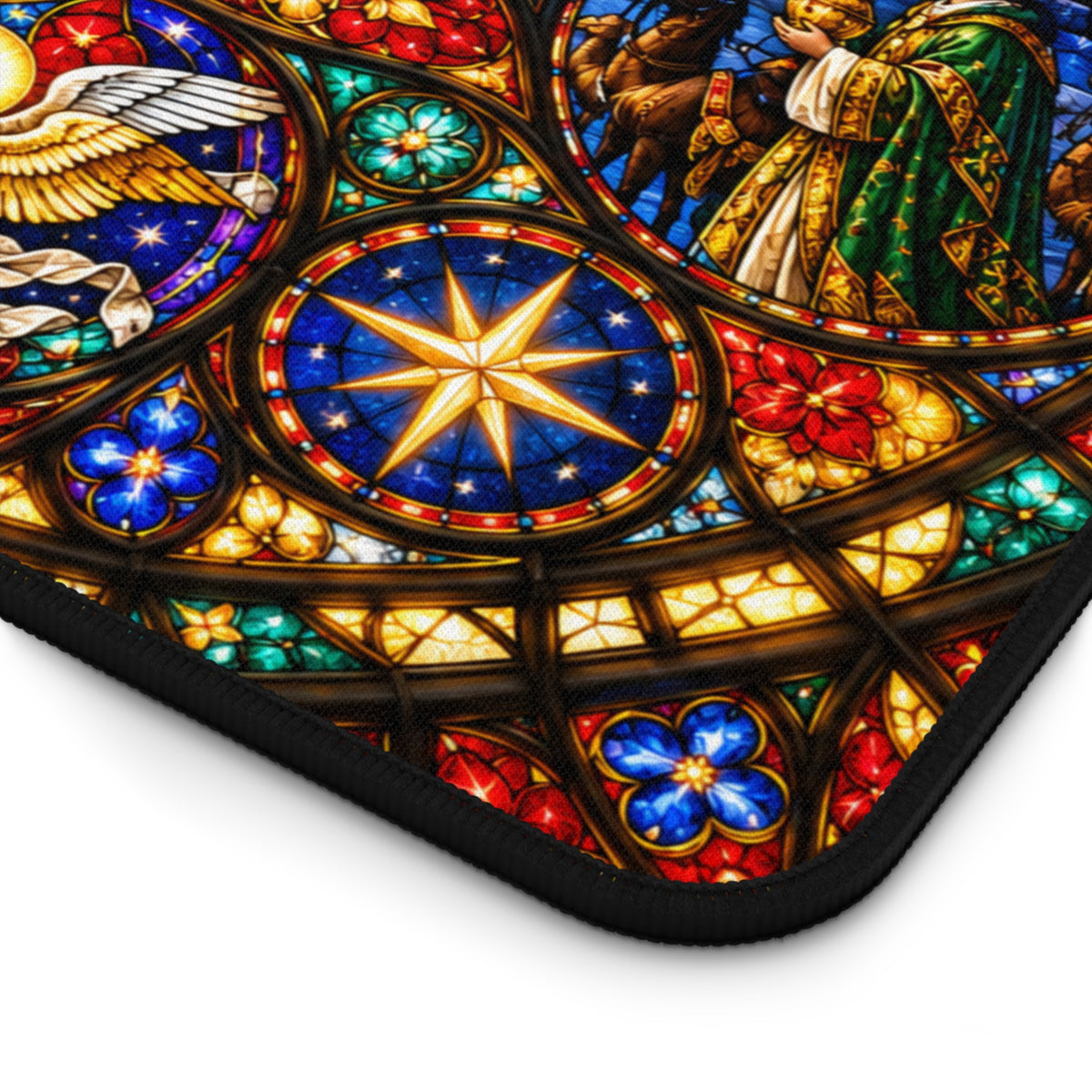 Cathedral Rose Stained Glass Nativity Desk Mat