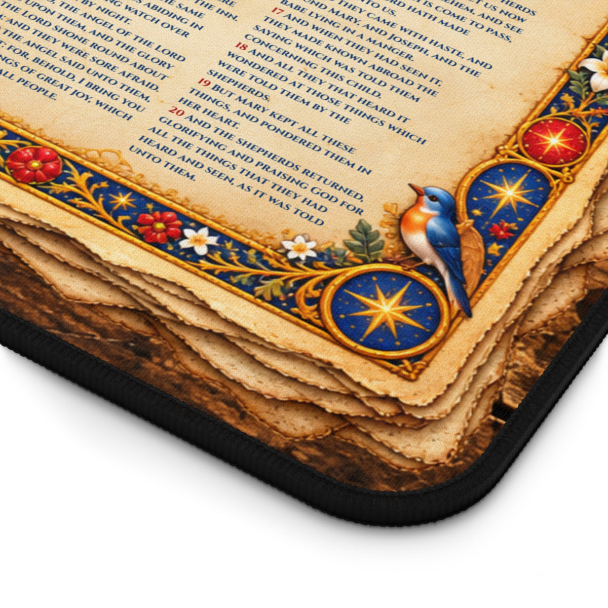 Luke 2 Illuminated Manuscript Desk Mat