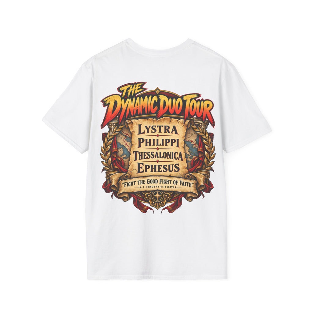 Paul and Timothy Dynamic Duo Tour T-Shirt | Christian Rock Concert Tee | Bible Inspired Graphic Shirt | Faith Gift for Men & Women