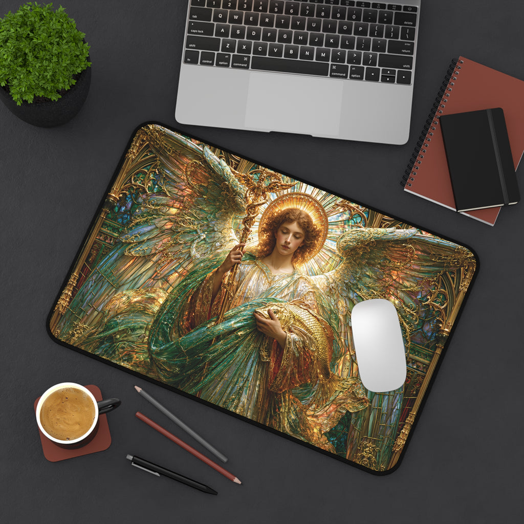 Archangel Raphael Stained Glass Desk Mat