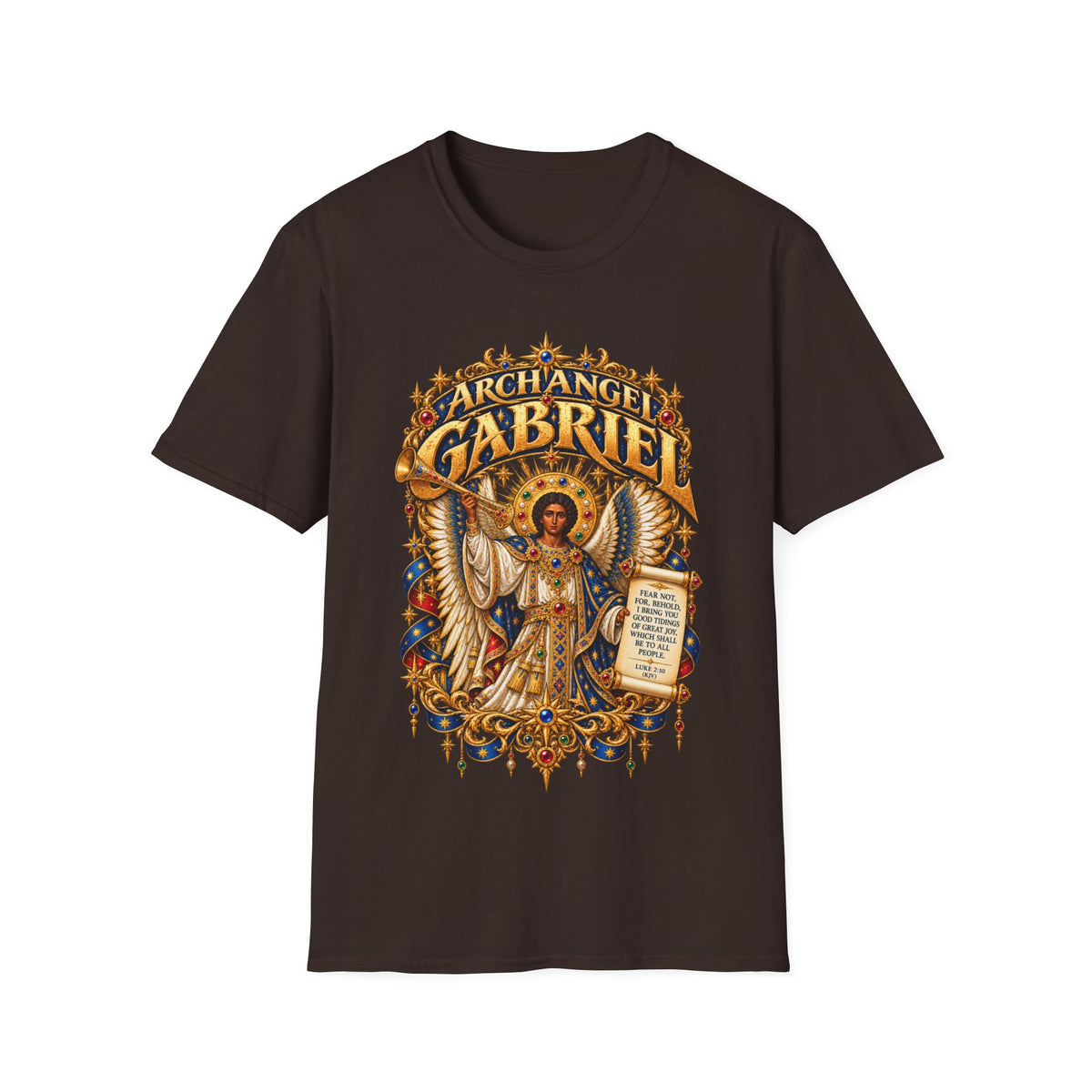 Archangel Gabriel T-Shirt | Ethiopian Byzantine Angel Art | Luke 2:10 | Christian Messenger of God Tee | Orthodox Christian Gift